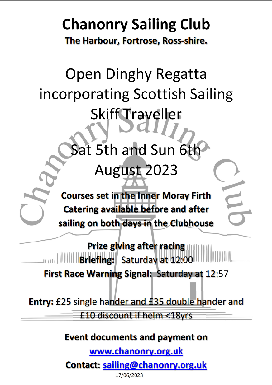 Chanonry Sailing Club DINGHY REGATTA - AUGUST 6&7 2022